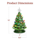 Pre Lit Ceramic Tabletop Christmas Tree with Lights 15 Inch