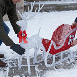 Lighted Christmas Reindeer and Sleigh Outdoor LED Decor Set