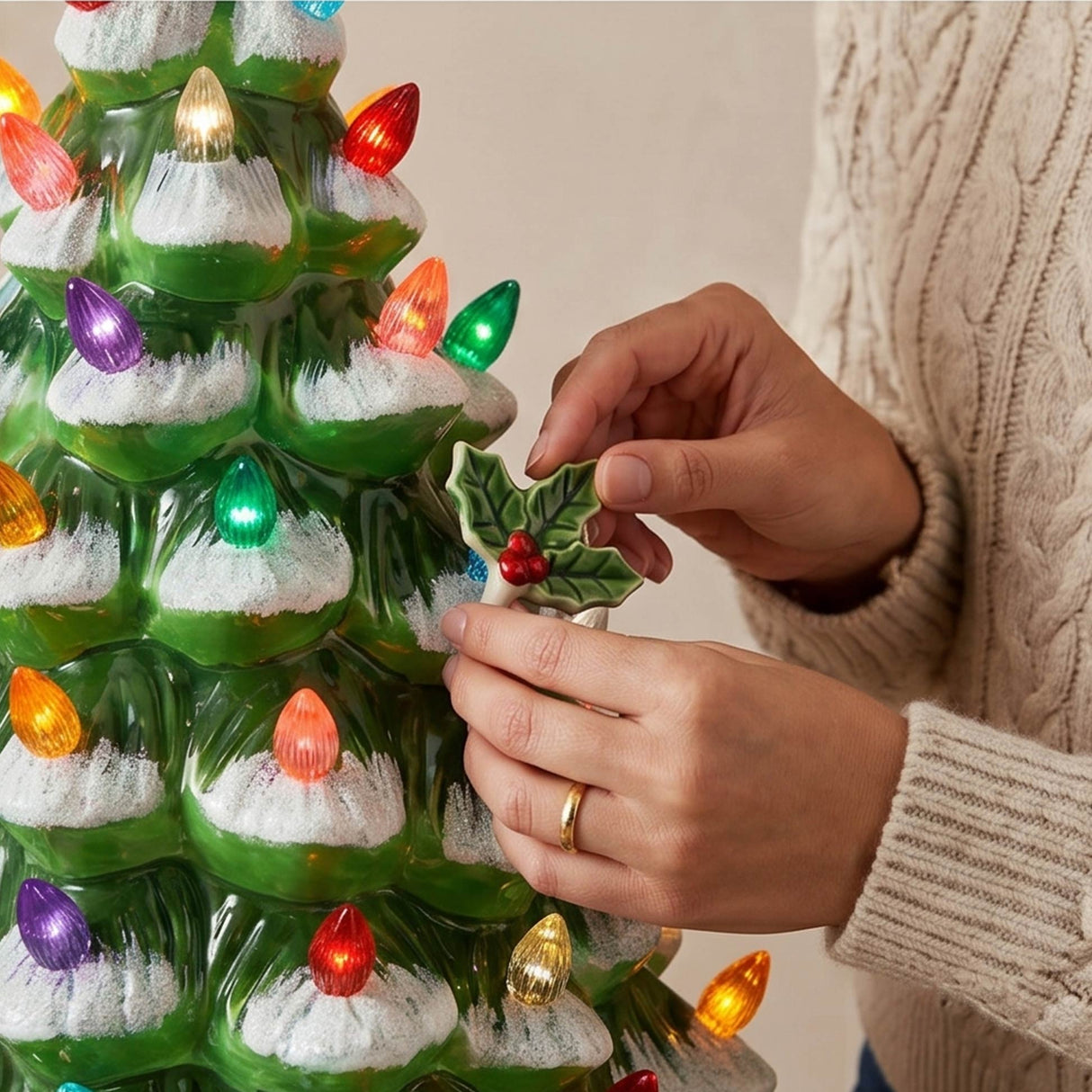 Set of 3 Pre Lit Ceramic Tabletop Christmas Trees