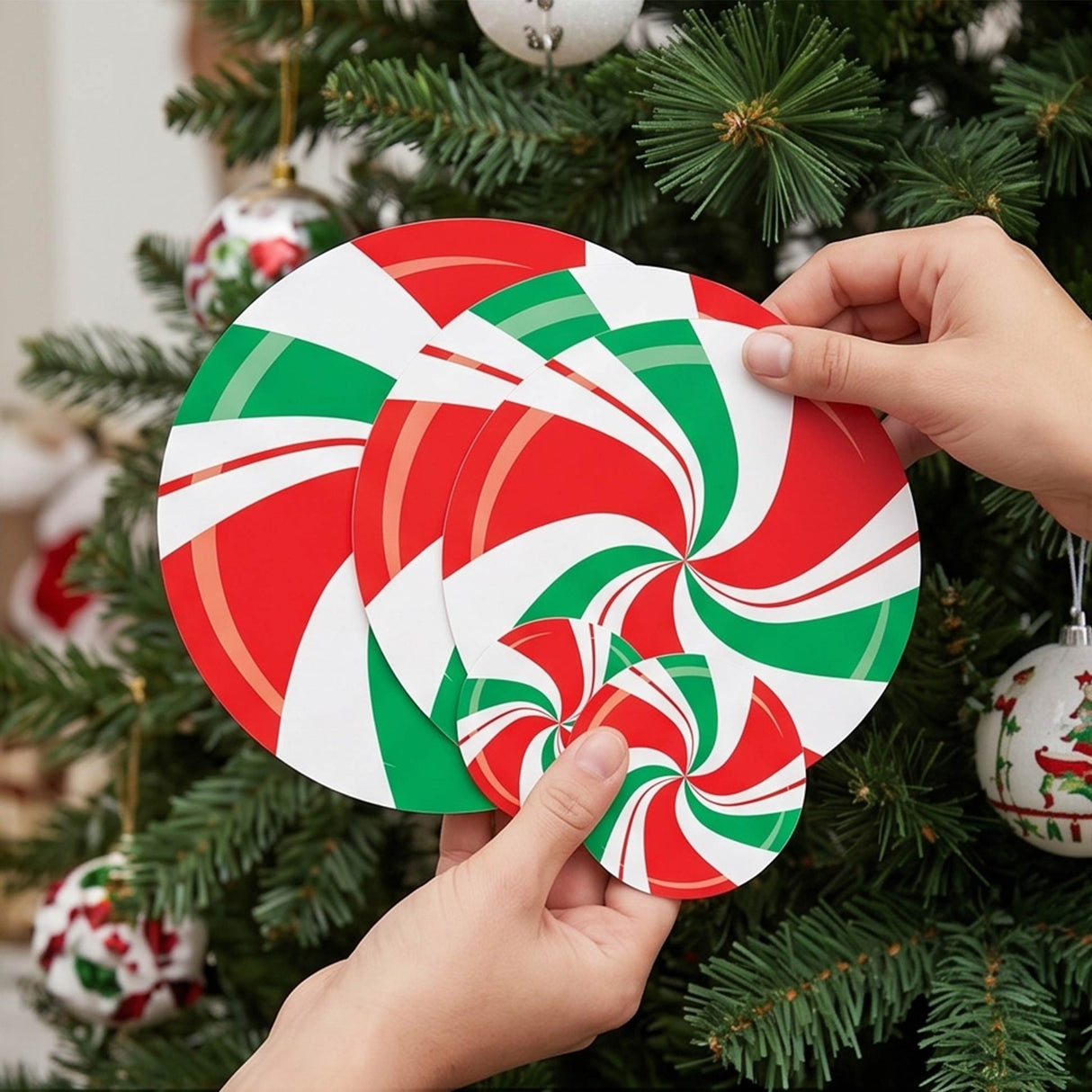 Christmas Peppermint Cutouts Wall Decorations Assorted Sizes 20 Pc