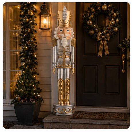 37 Inch Gold and Silver Christmas Nutcracker Holiday Decoration