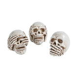 5" Hear No Evil, See No Evil, Speak No Evil Skulls Resin Halloween Decoration (3 Pc Set)