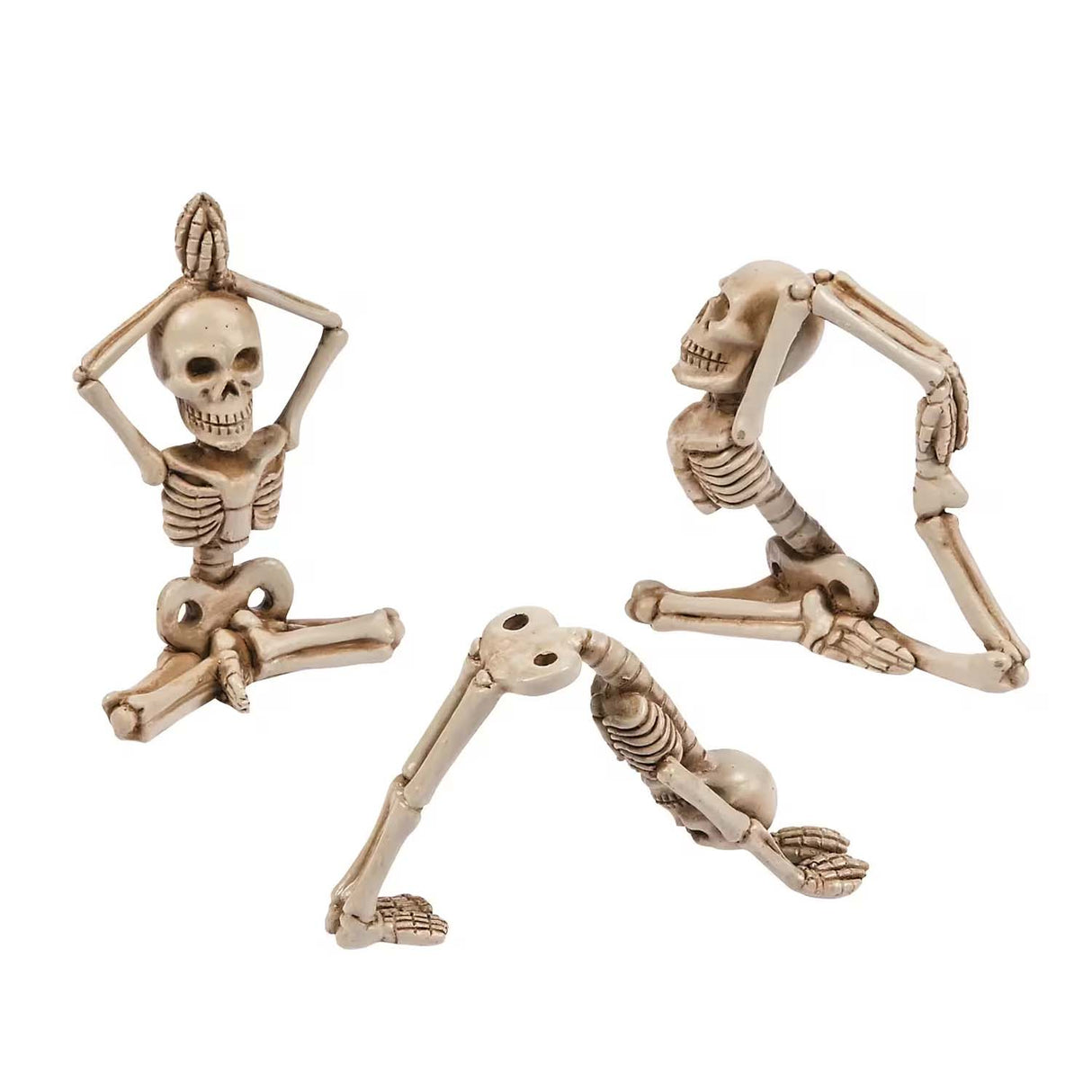 Yoga Skeletons Halloween Decoration – 3 Pc Resin Figurine Set