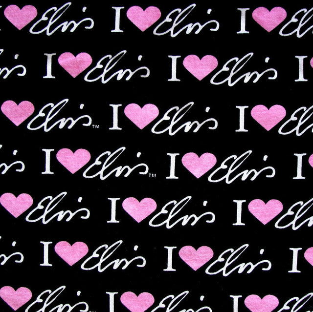 Cotton Knit I Heart Elvis Black Print