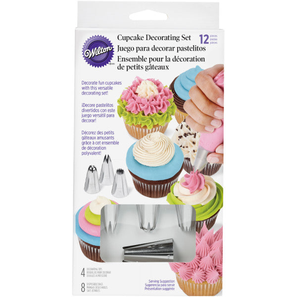 Wilton Cupcake Decorating Tip Set with Disposable Piping Bags – 12 Piece