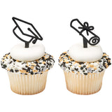 Graduation Icon and cap Assortment Cupcake Cake Pics - set of 144
