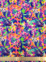 Spiral Tie Dye Bright Multi-Color Pattern Nylon Spandex Fabric - Multi-Color Spiral Tie Dye, 58" To 60" Width
