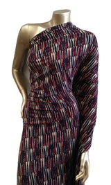 Abstract Geometric Lines Pattern On Stretch Ity Knit Jersey Polyester Spandex Fabric - Abstract Geometric Lines, Multi Color, 58 To 60 Inches Wide