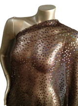 6Mm Big Holographic Sequins Polyester Fabric - Brown See Through Mesh, 6Mm Sequins, 40" Width