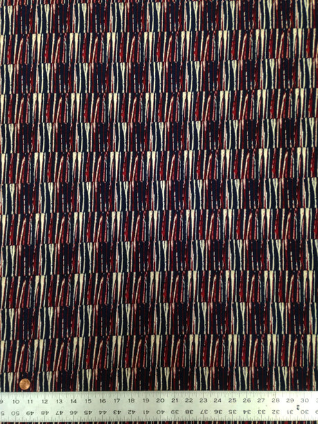 Abstract Geometric Lines Pattern On Stretch Ity Knit Jersey Polyester Spandex Fabric - Abstract Geometric Lines, Multi Color, 58 To 60 Inches Wide