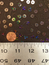 6Mm Big Holographic Sequins Polyester Fabric - Brown See Through Mesh, 6Mm Sequins, 40" Width
