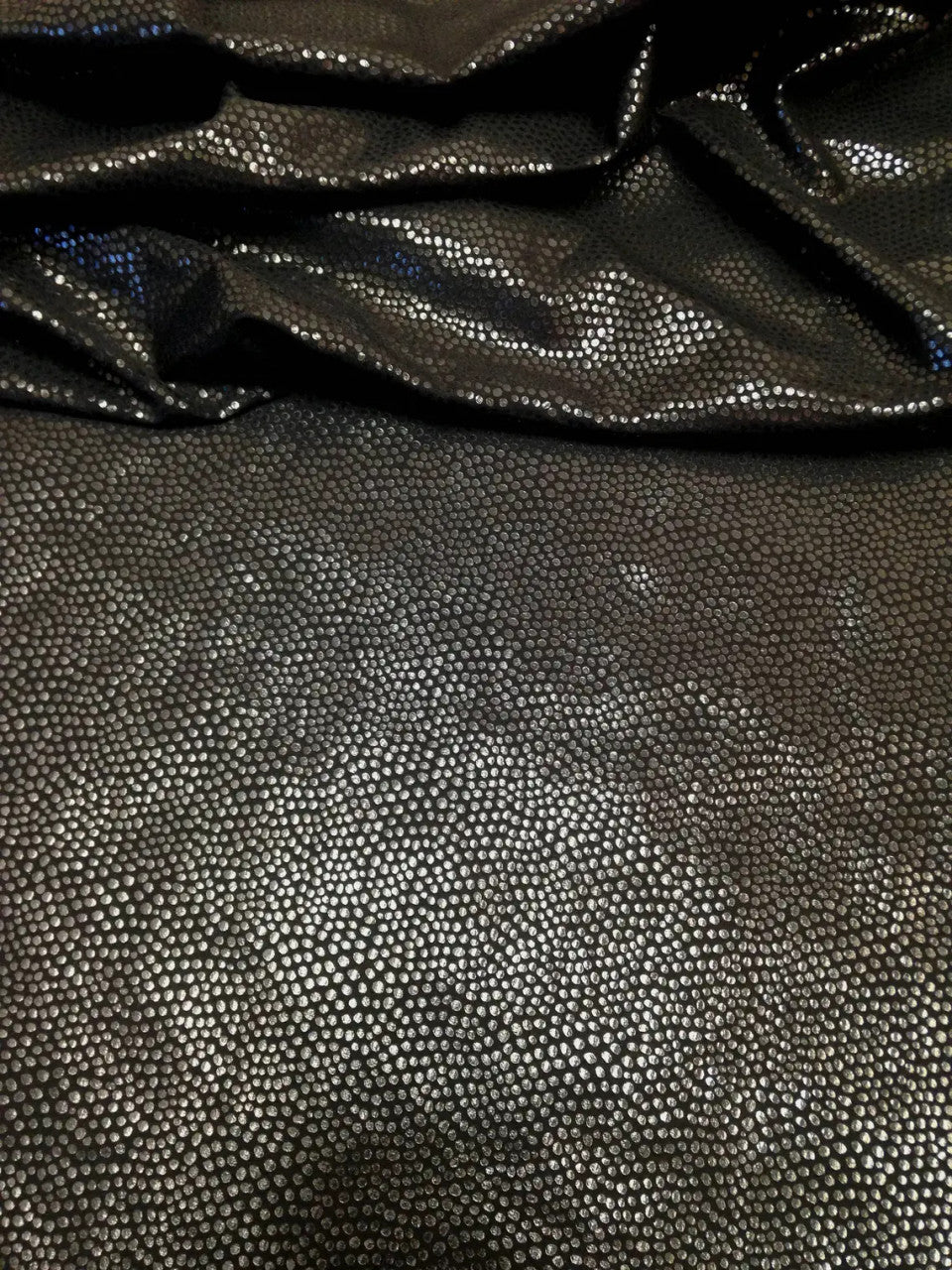 Nylon Spandex Fabric - Heavy Weight, Black Shiny Pebble Foil Design, 58" Width