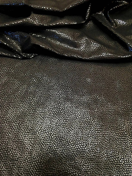 Nylon Spandex Fabric - Heavy Weight, Black Shiny Pebble Foil Design, 58" Width