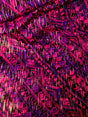 Purple Fuchsia Tribal Pattern Nylon Spandex Fabric - Gold Holographic Foil, Purple Fuchsia, 58" Width