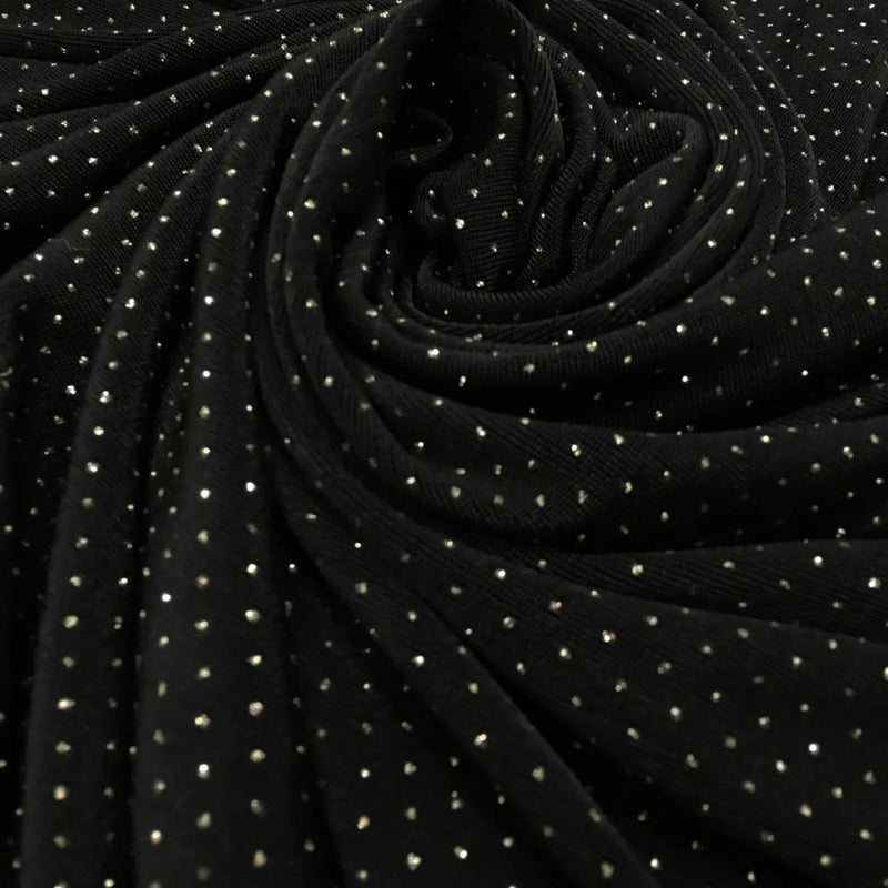 Acetate Spandex Slinky Fabric - Gold Glitters Design, 52" Width