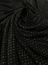 Acetate Spandex Slinky Fabric - Gold Glitters Design, 52" Width