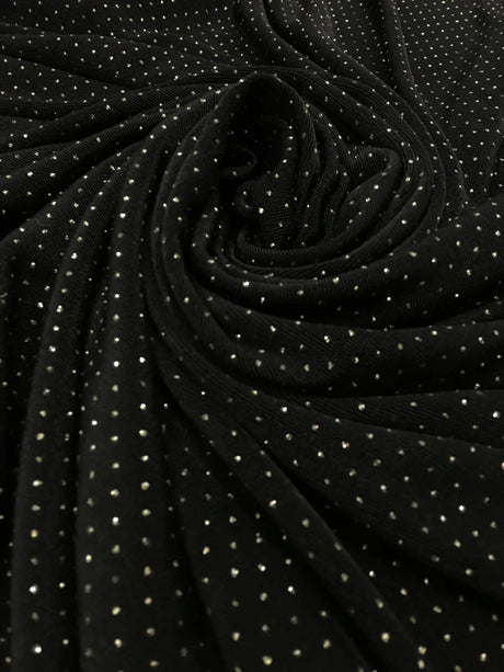 Acetate Spandex Slinky Fabric - Gold Glitters Design, 52" Width