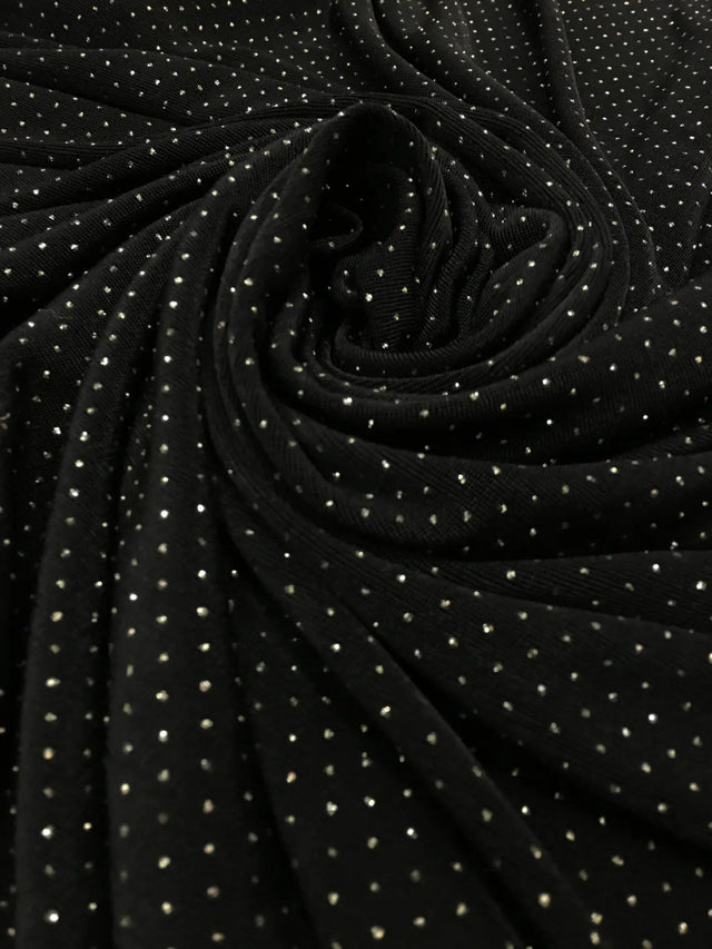 Acetate Spandex Slinky Fabric - Gold Glitters Design, 52" Width