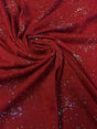 Small Gold Studs And Holographic Small Trans Polyester Rayon Mechanical Spandex Fabric - Scarlet Color, Mini Circle Studs, Holographic Trans, 58" - 60" Wide