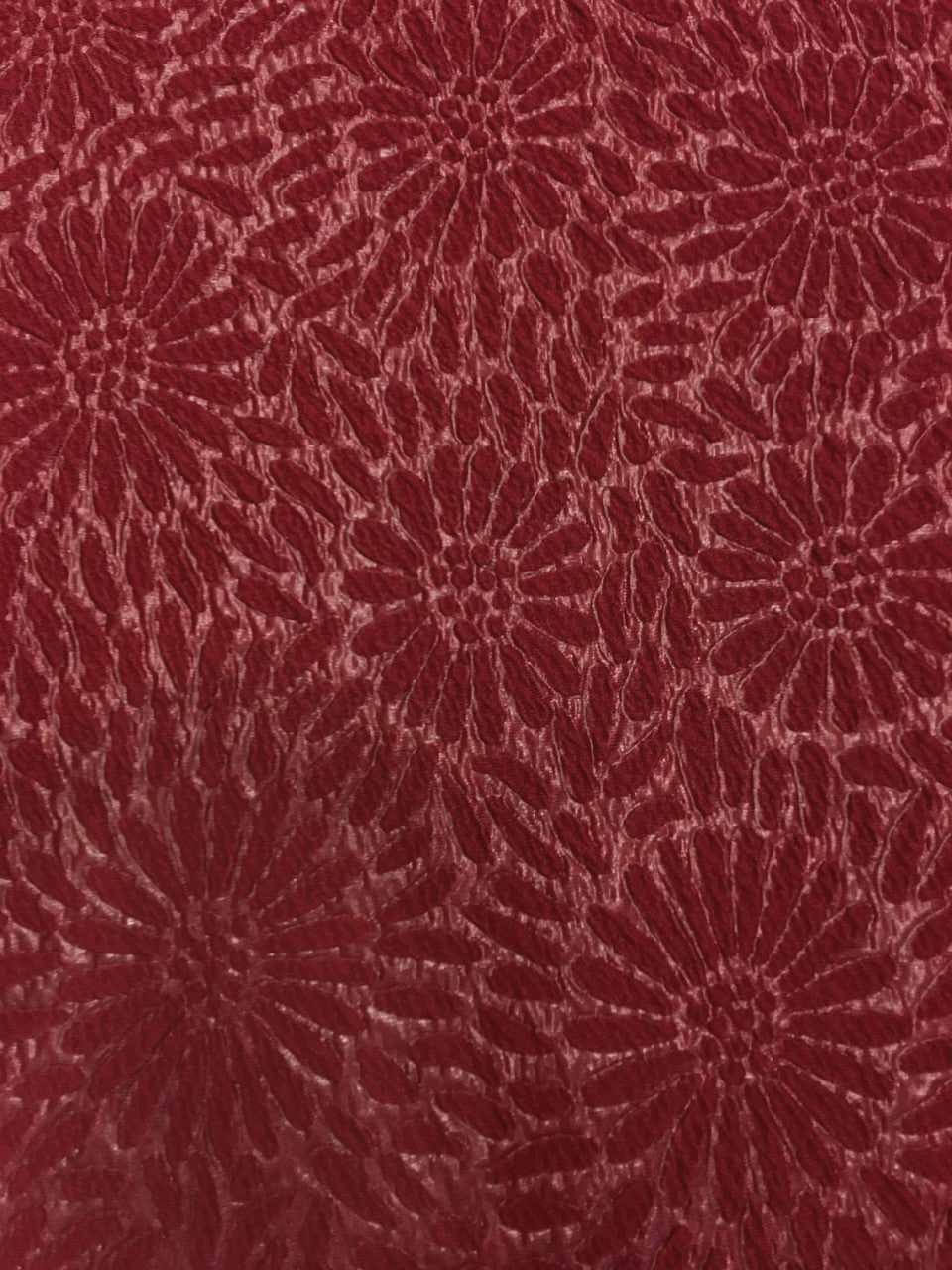 Polyester Spandex Textured Fabric - Fukuro Dull Foil Daisy Flowers Design, 60" Width