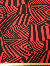 Polyester Bulgari Spandex Fabric - Abstract, Dark Brown And Dark Coral, 58"-60" Width