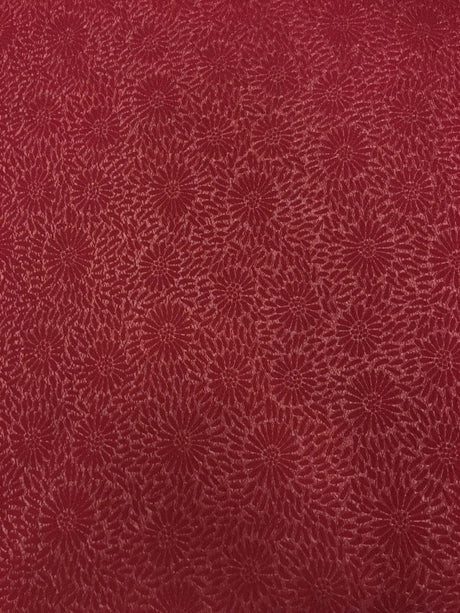 Polyester Spandex Textured Fabric - Fukuro Dull Foil Daisy Flowers Design, 60" Width