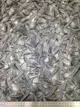 Polyester Spandex Fabric - Crinkle 2 Tone Matte Foil Kamang Design, Charcoal/Grey, Charcoal/Gold, 54/56" Width