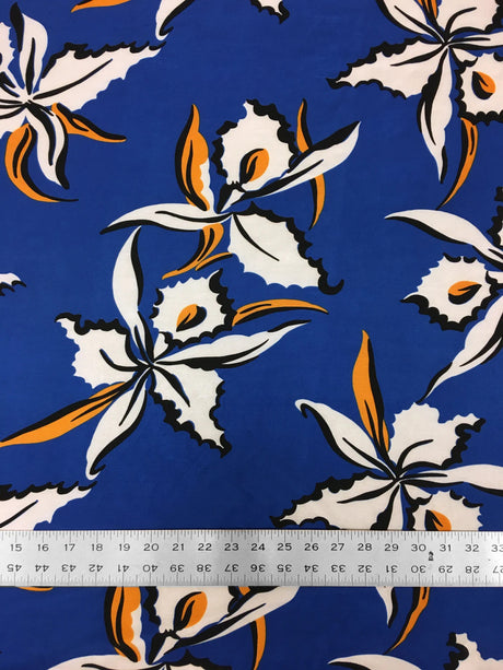 Floral Design Polyester Single Spun Fabric - Floral Print, 58-60" Width