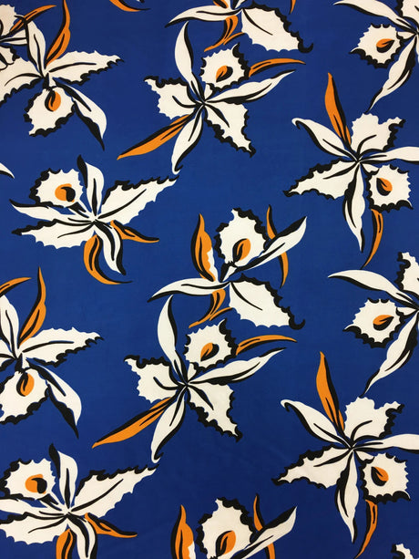 Floral Design Polyester Single Spun Fabric - Floral Print, 58-60" Width