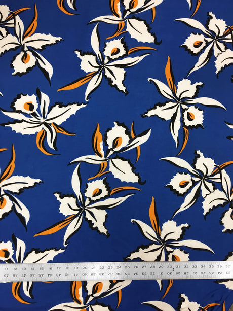 Floral Design Polyester Single Spun Fabric - Floral Print, 58-60" Width