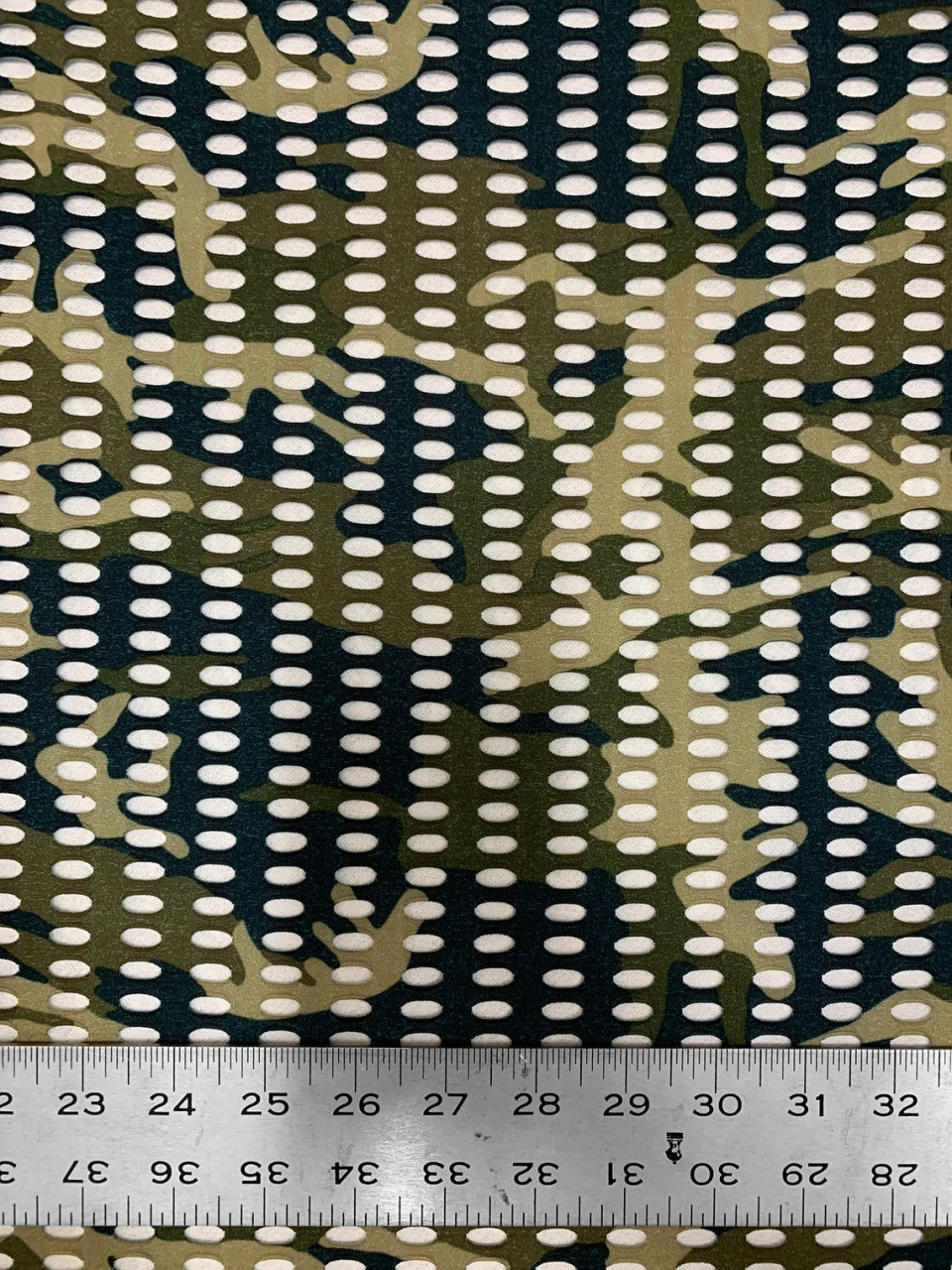 Nylon Spandex Fabric - See-Through Oval Fishnet Camouflage Design, 10 Mm Mesh, 58/60" Width