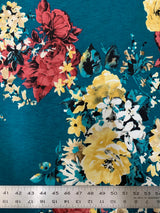 Floral Design Polyester Bulgari Spandex Fabric - Floral Print, Light Weight, 58-60" Width