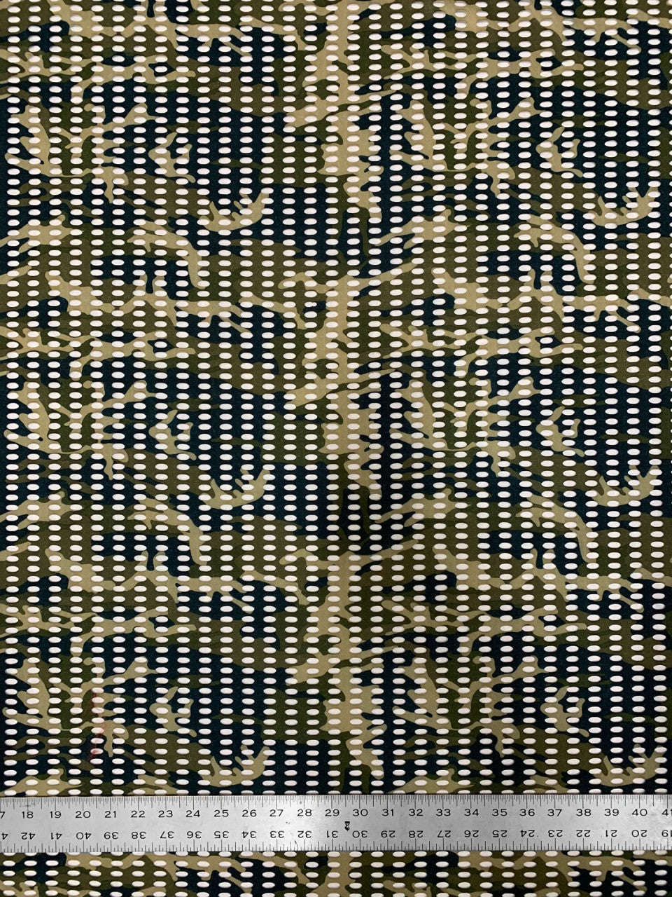 Nylon Spandex Fabric - See-Through Oval Fishnet Camouflage Design, 10 Mm Mesh, 58/60" Width