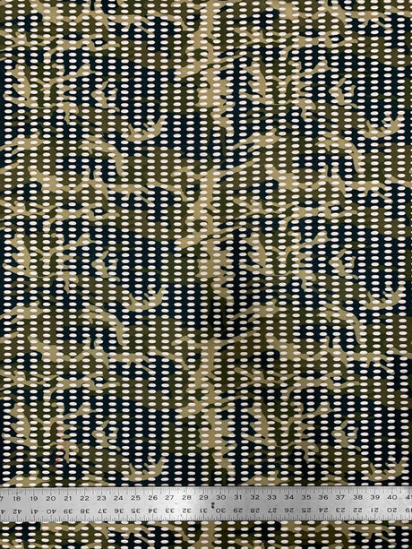 Nylon Spandex Fabric - See-Through Oval Fishnet Camouflage Design, 10 Mm Mesh, 58/60" Width