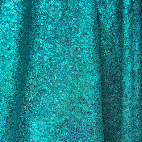 Turquoise Mini Glitz Sequin Mesh Fabric,