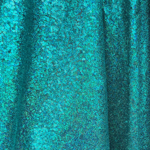 Turquoise Mini Glitz Sequin Mesh Fabric,
