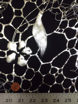 Polyester Spandex Fabric - Silver Floral Geometric Foil Design, 58" To 60" Width