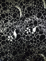 Polyester Spandex Fabric - Silver Floral Geometric Foil Design, 58" To 60" Width