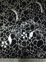 Polyester Spandex Fabric - Silver Floral Geometric Foil Design, 58" To 60" Width
