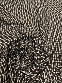 Polyester Spandex Single Span Geometric Print Fabric - Black, Brown, Silver Trans, 58"-60" Width