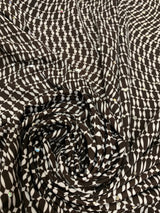 Polyester Spandex Single Span Geometric Print Fabric - Black, Brown, Silver Trans, 58"-60" Width