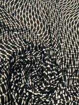 Polyester Spandex Single Span Geometric Print Fabric - Black, Brown, Silver Trans, 58"-60" Width