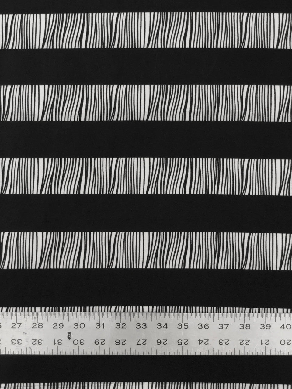Polyester Single Spun Polyester Fabric - Black/White Stripes, 58-60" Width