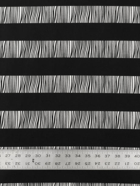 Polyester Single Spun Polyester Fabric - Black/White Stripes, 58-60" Width
