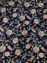 Polyester Venezia Spandex Fabric - Paisley Floral Design, Light Weight, 58-60" Width