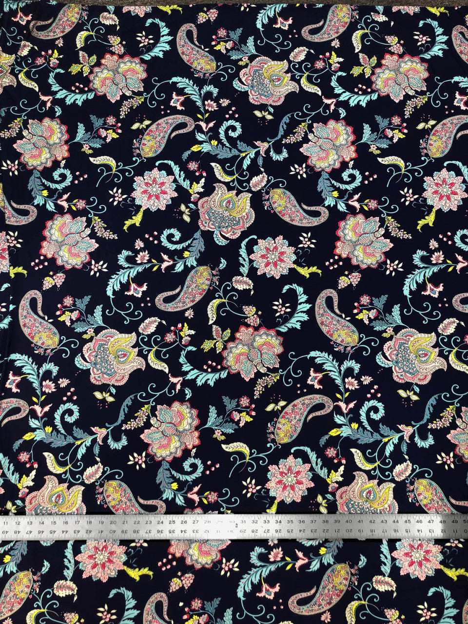 Polyester Venezia Spandex Fabric - Paisley Floral Design, Light Weight, 58-60" Width