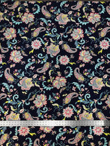 Polyester Venezia Spandex Fabric - Paisley Floral Design, Light Weight, 58-60" Width