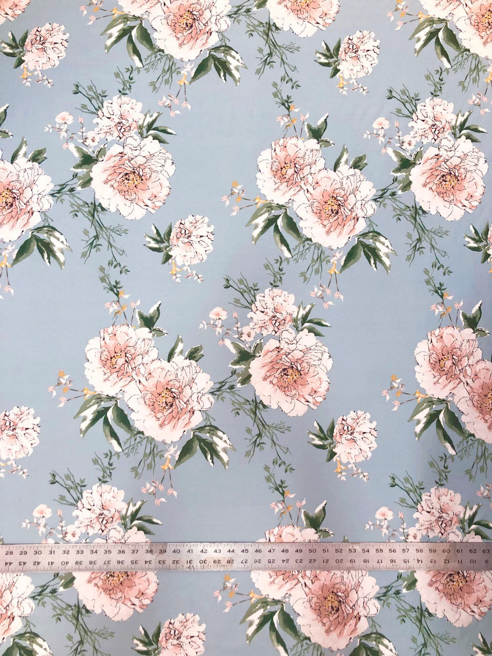 Brushed Single Spun Polyester Spandex Fabric - Big Floral Design, Light-Medium Weight, 2-Way Stretch, Soft, 58" To 60" Width