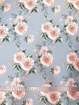 Brushed Single Spun Polyester Spandex Fabric - Big Floral Design, Light-Medium Weight, 2-Way Stretch, Soft, 58" To 60" Width