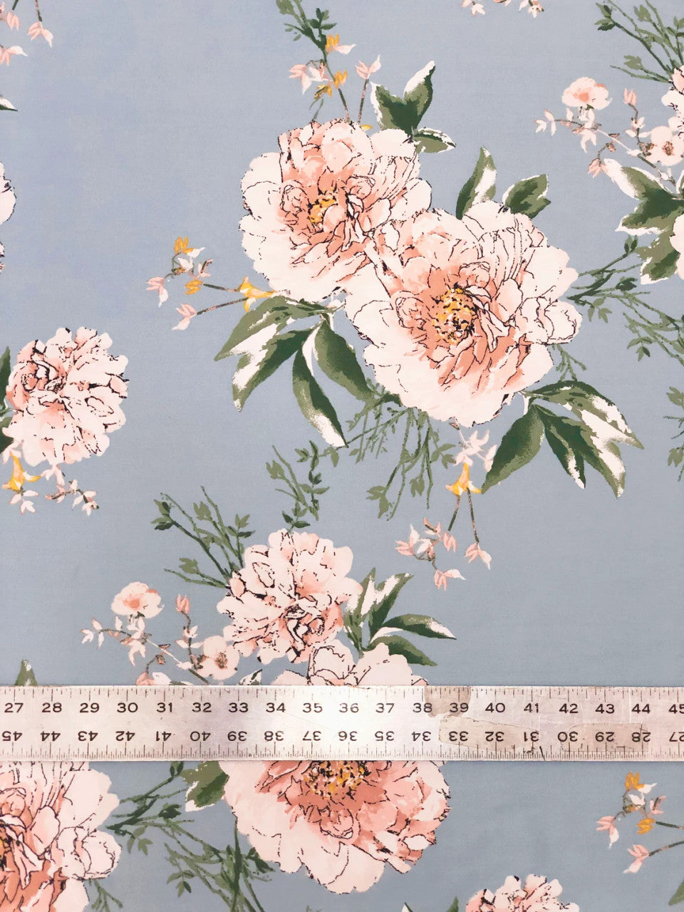 Brushed Single Spun Polyester Spandex Fabric - Big Floral Design, Light-Medium Weight, 2-Way Stretch, Soft, 58" To 60" Width
